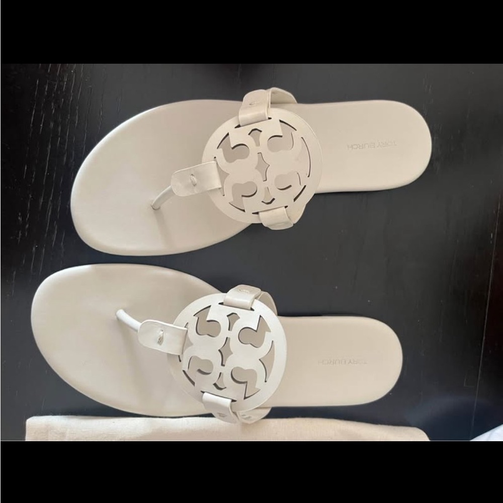 Tory Burch Miller Soft Calf Leather Sandals New Ivory #90582